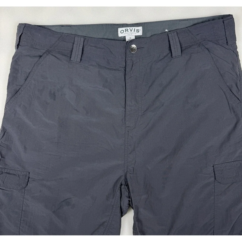 Orvis Mens 38 Gray Cargo Pockets Outdoor Hiking Shorts 100% Nylon 137013